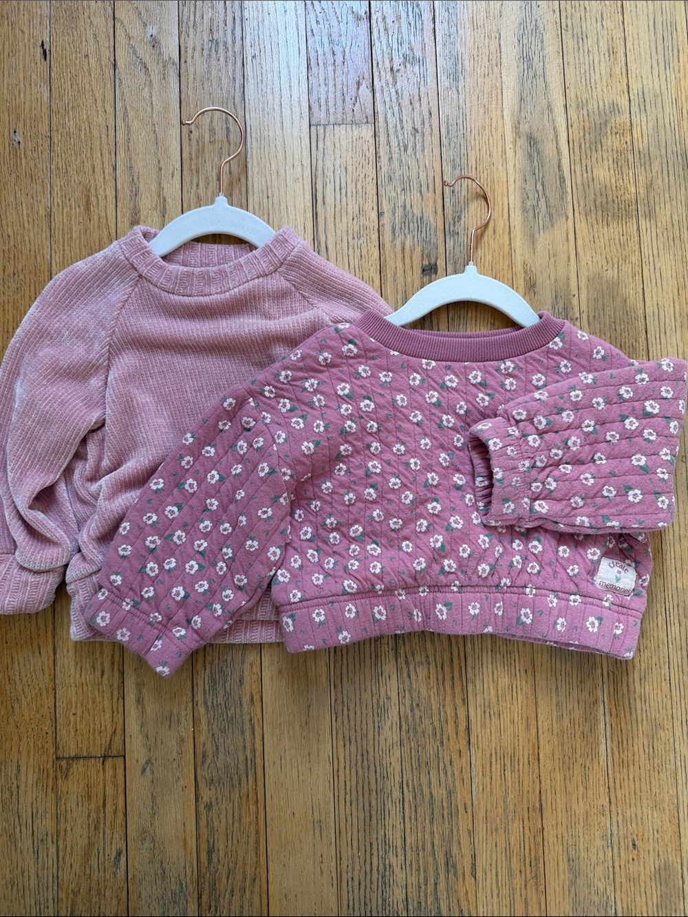 Girls' Pink Floral Quilted Sweatshirt - Brand Unspecified